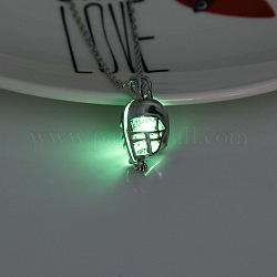 Ожерелье из сплава для шлема для регби со светящимися пластиковыми бусинами, светящиеся в темноте украшения для женщин, средний весенний зеленый, 17.72 дюйм (45 см)