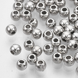 Ccb Kunststoff-Perlen, für diy Schmuck machen, Runde, Platin Farbe, 3x2.5 mm, Bohrung: 1.2 mm, ca. 38000 Stk. / 500 g