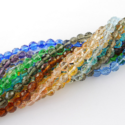 Chapelets de perles en verre, facette, plat rond, couleur mixte, 10x7~8mm, Trou: 1mm
