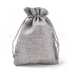 Bolsas con cordón de imitación de poliéster bolsas de embalaje, gris claro, 13.5x9.5 cm