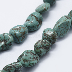 Natürliche Howlith Perlen Stränge, gefärbt und erhitzt, Nuggets, 8~12x5~8 mm, Bohrung: 1 mm, ca. 40~43 Stk. / Strang, 14.8~15.3 Zoll (37.5~39 cm)