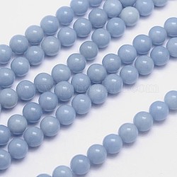 Chapelets de perles en angélite naturelle, ronde, 8mm, Trou: 1mm, Environ 50 pcs/chapelet, 15.5 pouce