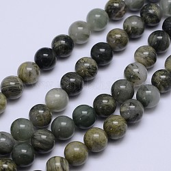Rond vert naturel quartz rutile perles brins, 8mm, Trou: 1mm, Environ 48 pcs/chapelet, 15.5 pouce
