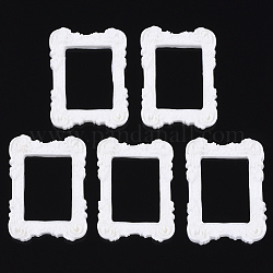 Lünette mit offener Rückseite aus Harz, Fotorahmenform, weiß, 47~48x34~35x7 mm