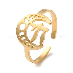 304 открытое кольцо из нержавеющей стали, фаза полой луны, золотые, размер США 8 3/4 (18.7 мм)