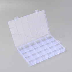 Contenitori di perline di plastica, 24 scomparti, con box divisori regolabili, rettangolo, chiaro, 19x13x1.7cm
