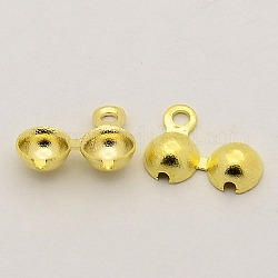 Brass Bead Tips, Calotte Ends, Clamshell Knot Cover, Golden, 8x10.5x2.5mm, Hole: 1mm, 5mm inner diameter