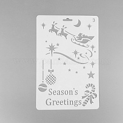創造的なクリスマスプラスチック製図ステンシル  中空の手帳の定規のテンプレート  DIYスクラップブッキング用  ホワイト  25.9x17.2cm