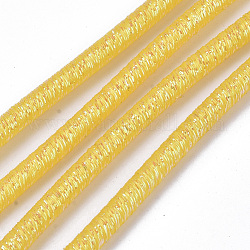 Cordoncino di gomma sintetica tubolare in pvc, tubo cavo, con polvere di scintillio, oro, 4mm, Foro: 1.8 mm, circa 54.68 iarde (50 m)/fascio