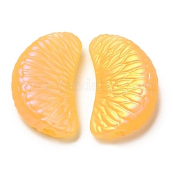 Perline acriliche in stile gommato con vernice da forno, fetta d'arancia divisa, arancione, 17x28x9.5mm, Foro: 3.5 mm