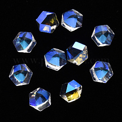 Cabochons en verre transparent hexagonaux, accessoires nail art de décoration, facette, champagne jaune, 6x7x3.5mm