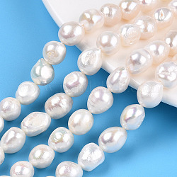 Hebras de perlas de agua dulce cultivadas naturales, perlas barrocas perlas keshi, dos lados pulidos, color de concha, 9~12x9~13x7.5~11mm, agujero: 0.7 mm, aproximamente 32~34 pcs / cadena, 13.78~14.17 pulgada (35~36 cm)
