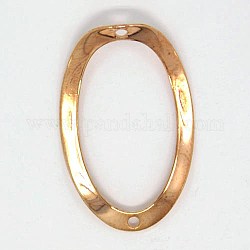Oval Linking Rings Brass Filigree Joiners, Rose Gold, 26.5x17x0.3mm, Hole: 0.5mm