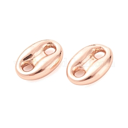 Eco-Friendly Brass Links Connectors,  Long-Lasting Plated, Cadmium Free & Lead Free, Coffee Bean, Rose Gold, 11x8x3mm, Hole: 2mm