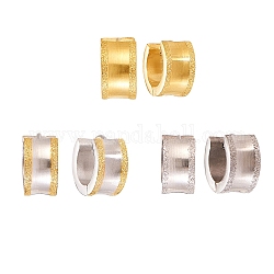 Aretes tipo argolla de acero inoxidable con textura 304, anillo, acero color oro y acero, 12x13x7mm, pin: 1.2 mm, 3 colores, 1 par / color, 3 pares / caja