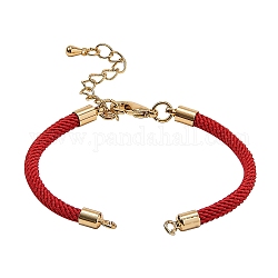 Nylon realizzazione di braccialetti, con accessori di ottone, rosso, 6 pollice ~ 6-1/4 pollici (15~16 cm), 3mm, Foro: 2 mm