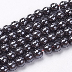Non magnetici perle ematite sintetico fili, tondo, 6mm, Foro: 1 mm, circa 65pcs/filo, 15.5 pollice