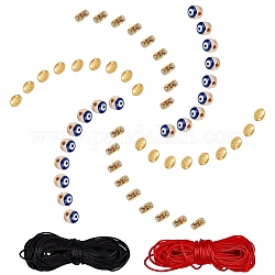 SUNNYCLUE DIY Evil Eye Bracelets Making Kits, include Iron Grade B Rhinestone & Brass Spacer Beads, Alloy Enamel Beads and Nylon Thread, Golden, Nylon Thread: 1mm, 2 colors, 10m/color, 20m/set