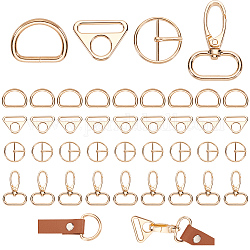 WADORN Buckles For Strapping Bags, Iron D Rings, Alloy Swivel Clips & Center Bar Buckles, Light Gold, 26.5~47x24.5~34x2~13.5mm, Hole: 9~12.5x2.2~23mm, 40Pcs/box