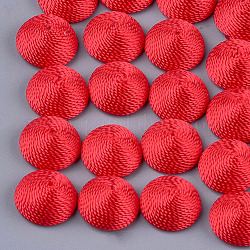 Polyesterfaden Stoff Cabochons, mit abs Kunststoff bedeckt, halbrund / Dome, rot, 12x6 mm