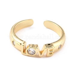 Micro cuivres ouvrent zircone cubique anneaux de manchette, anneaux ouverts, Amour, véritable 18k plaqué or, clair, nous taille 6 1/4 (16.7mm), 3~4mm