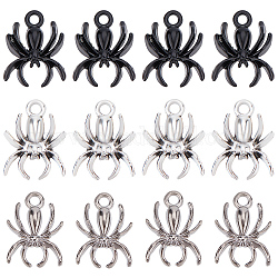 SUNNYCLUE 60Pcs 3 Styles Alloy Pendants, Spider, Mixed Color, 17~18.5x13~14x2.5~3mm, Hole: 1.8~2mm, 20pcs/style