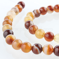 Chapelets de perles rondes en pierre d'agate naturelle, teinte, chocolat, 6mm, Trou: 1mm, Environ 63 pcs/chapelet, 15.35 pouce