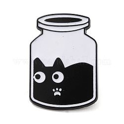 Spille in smalto liquido per gatti, distintivo in lega nera per i vestiti dello zaino, bottiglia, 28x19.5x1.4mm