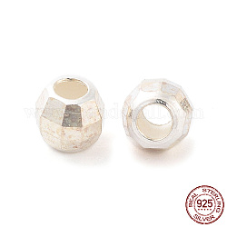 925 шарики стерлингового серебра, граненые круглые, серебряные, 4x3.5 мм, отверстие : 1.5 мм