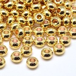 Brass Flat Round Spacer Beads, Golden, 6x4mm, Hole: 2mm