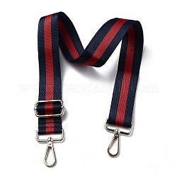 Tracolla regolabile in catena per borsa in nylon, con fermagli girevoli in ferro oro chiaro, per accessori per la sostituzione della borsa, blu e rosso di prussia, motivo a strisce, 82~147x3.9cm