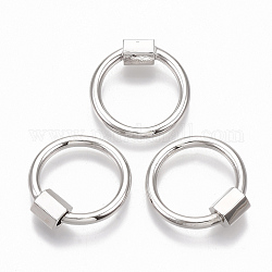 Brass Screw Carabiner Lock Charms, for Necklaces Making, Round Ring, Platinum, 20x19x2mm, Screw: 6x5.5mm