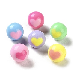 Perle acriliche opache bicolore, tondo, cuore, 12mm, Foro: 2.2 mm, circa 505pcs/500g