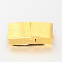 Glatte Oberfläche 316 rechteckige Magnetverschlüsse aus chirurgischem Edelstahl mit einklebbaren Enden, golden, 22x12x5 mm, Bohrung: 10x3 mm