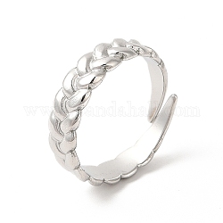 304 открытое манжетное кольцо в форме веревки из нержавеющей стали для женщин, цвет нержавеющей стали, внутренний диаметр: размер США 7 (17.3 мм)