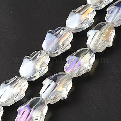 Trasparenti perle di vetro placca fili, ab colore placcato, mano hamsa, chiaro ab, 17.8x13.5x7.5mm, Foro: 1.3 mm, circa 40pcs/filo, 27.95 pollice (71 cm)