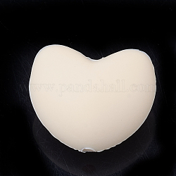 Perles focales en silicone écologiques de qualité alimentaire, perles à mâcher pour les jouets de dentition, Diy soins infirmiers colliers faisant, cœur, navajo blanc, 16x19x10mm, Trou: 2.5mm
