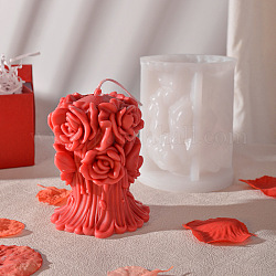 Moules en silicone pour bougies, pilier de rose 3d pour la saint-valentin, bricolage, pour la fabrication de bougies parfumées, blanc, 11.2x9x8.5 cm