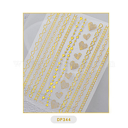 Decalcomanie di adesivi per nail art, autoadesiva, 3d disegno floreale, per le decorazioni delle punte delle unghie, oro, 9x8cm
