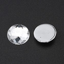 Cabochons de strass à dos plat en acrylique, facette, demi-rond, blanc, environ 12 mm de diamètre, épaisseur de 4mm