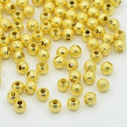 Латунные текстурированные бусины, золото, 4 мм, отверстие : 1 мм