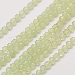 Nouveaux brins jade de perles naturelles, ronde, 3mm, Trou: 0.8mm, Environ 126 pcs/chapelet, 16 pouce