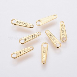 304 Stainless Steel Chain Tabs, Chain Extender Connectors, Golden, 10x3x0.6mm, Hole: 0.8mm and 1.6mm