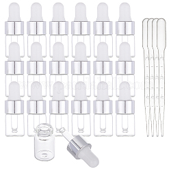 2 ml Tropfflaschen aus Glas, mit Tropfer, für unterwegs ätherische Öle parfümieren kosmetische Flüssigkeit, mit Einweg-Transferpipetten aus Kunststoff, Mischfarbe, 1.6x4.3 cm, Kapazität: 2 ml, 60sets