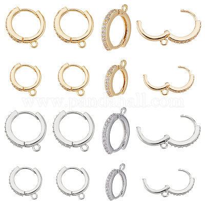 Wholesale SUPERFINDINGS 16Pcs 2 Sizes Cubic Zirconia Hoop Earrings Brass  Hoop Earring Findings Platinum Golden Huggie Hoop Earrings Findings for Jewelry  Making 