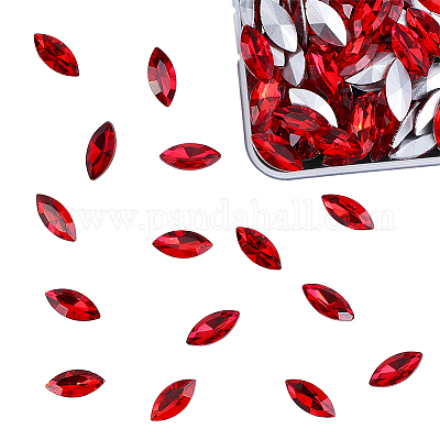 Cabochons en verre avec strass de dos avec point&nbsp;RGLA-OC0001-08E-1