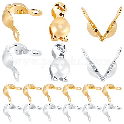 SOFPLATE 1200 Calotte Terminali Per Gioielli Fai Da Te – Punte A Conchiglia In Ottone Oro E Argento, Coprinodi Per Collane E Bracciali