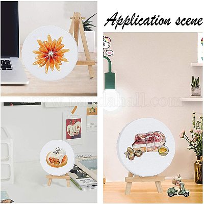10cm diameter NBEADS 6 Packs Mini Canvas Panel Round Canvas Painting Sketchpad Wooden Sketchpad Drawing Board for Painting Craft Drawing 