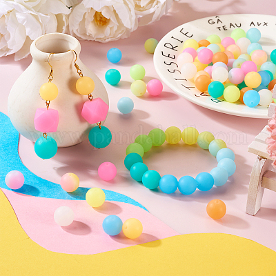 Wholesale Pandahall 72Pcs 12 Colors Luminous Round Food Grade Silicone Beads Pandahall