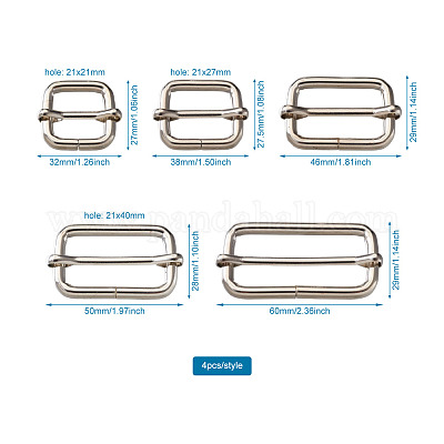 Silver Metal Belt Buckle Double Bar Buckle 32mm Adjuster Buckle